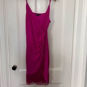 Hot pink dress with on trend fringe